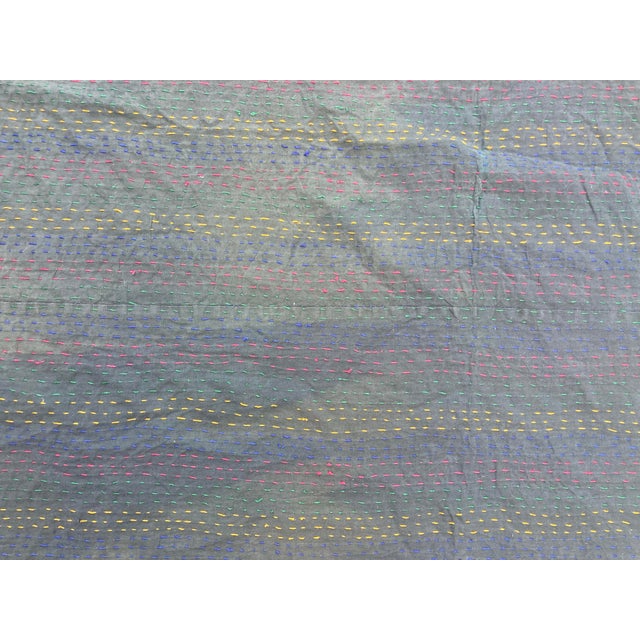 2000 - 2009 Handmade Block Print Indian Cotton Kantha Quilt For Sale - Image 5 of 5