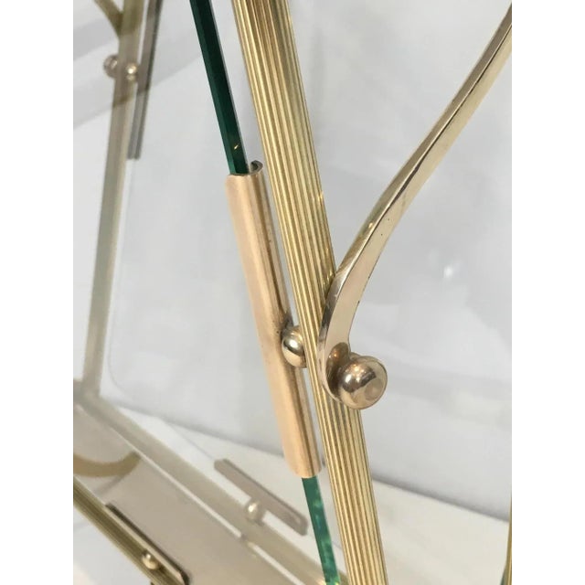 Neoclassical Brass and Glass Magazine Rack For Sale - Image 4 of 13