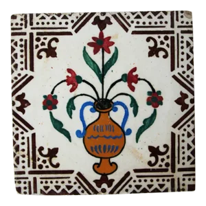 19th/20th Century Tile Depicting a Flower Vase