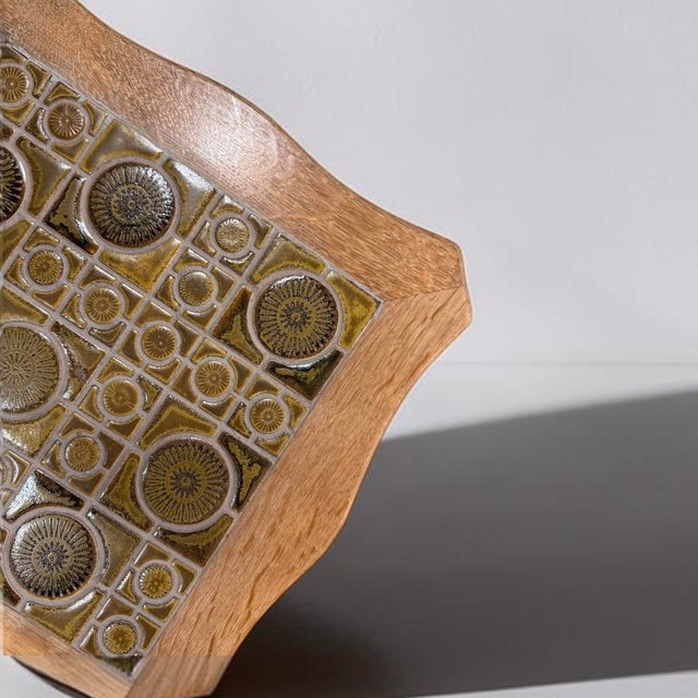 Brown Danish Oak Tile-Top Side Table, Denmark, 1970s For Sale - Image 8 of 8