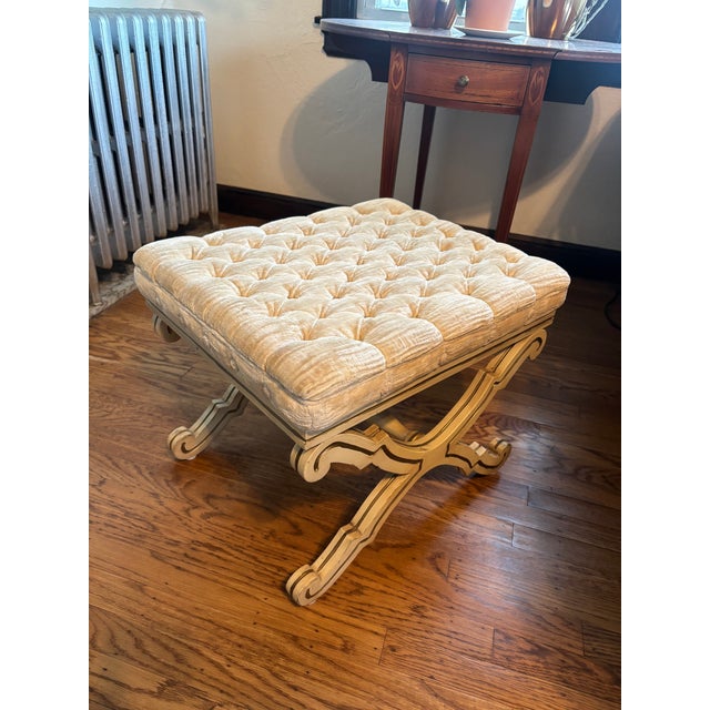 Mid 20th Century Mid-Century Karges Pair Benches Button-Tufted Champagne Upholstery For Sale - Image 5 of 12