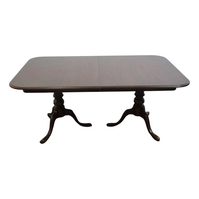 Ethan Allen Georgian Court Solid Cherry Traditional Style 84" Double Pedestal Dining Table 11-6093 For Sale