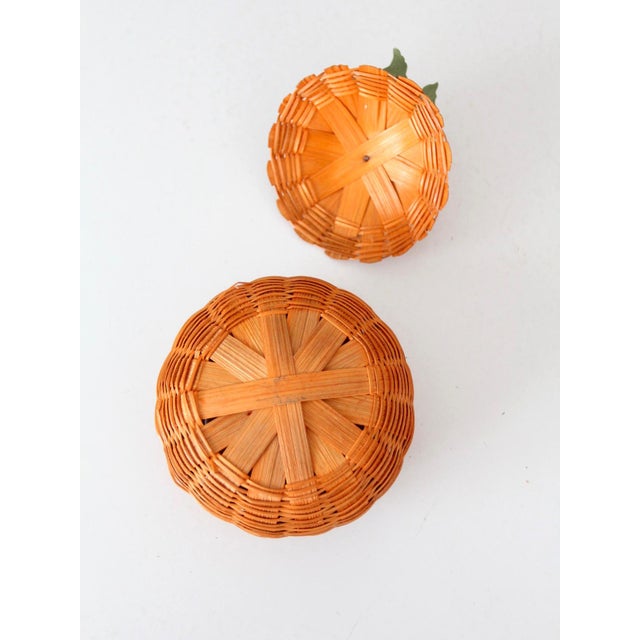 Vintage Woven Pumpkin Basket With Lid For Sale - Image 9 of 10