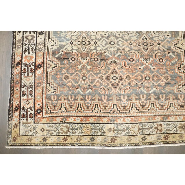 Textile Square Small Antique Persian Malayer rug no.j4239 For Sale - Image 7 of 7