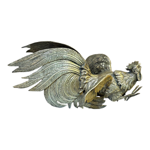 Antique Bronze Fighting Rooster Statue / Figurine