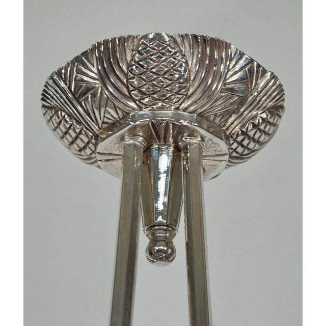 Degue & Vandamme French Art Deco Nickeled Bronze & Frosted Glass Chandelier 1930s For Sale - Image 12 of 13