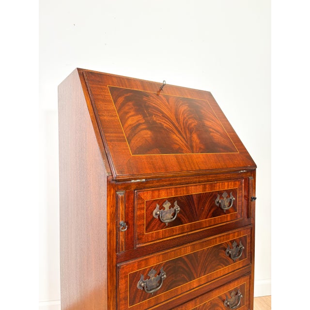Vintage Georgian Style Flame Mahogany Secretary Desk For Sale In San Francisco - Image 6 of 10