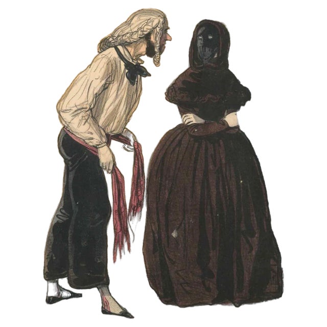 Paul Gavarni (Guillaume Sulpice Chevalier), Les Débardeurs, Original Lithograph, 1840s For Sale