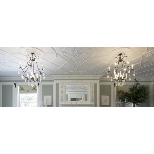 Italian Wrought Iron & Rock Crystal Chandelier - 1 of 2 Available.