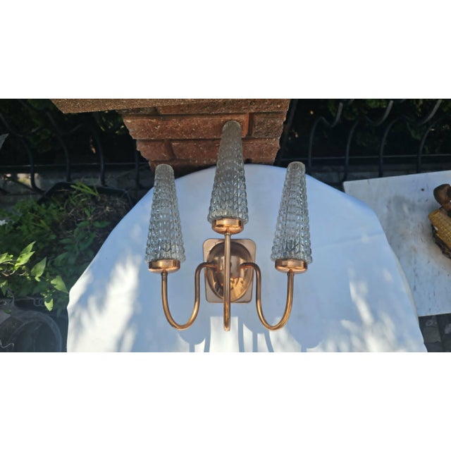 Triple wall lamp from the 1960s-1970s, Zabrze, dimensions: height 36.5 cm, width 30 cm, depth 19 cm. European Plug (up to...