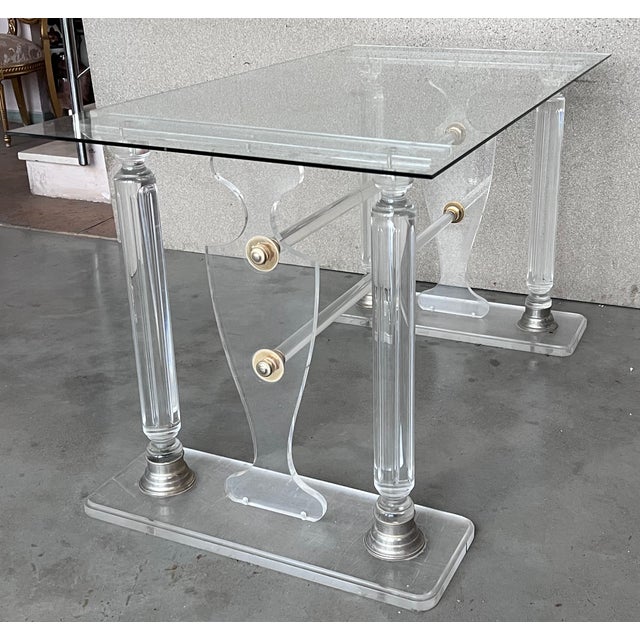 Lucite Console or Dining Table in the Manner of Karl Springer For Sale - Image 9 of 10