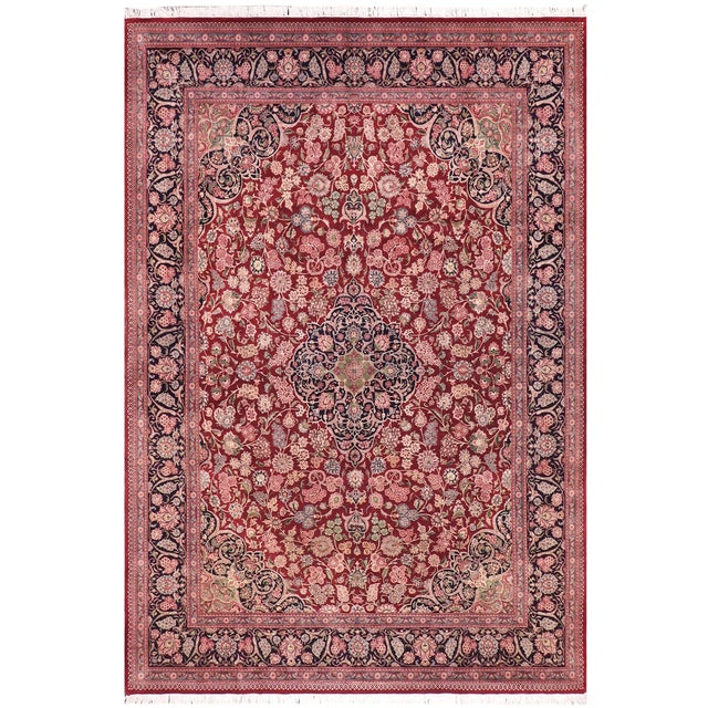 Intricate Elegant Pak-Persian Red/Blue Wool Rug - 9'2'' X 12'3'' For Sale - Image 9 of 9