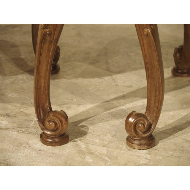 Pair of Well Carved French Louis XV Style Tabouret Stools With Silk Upholstery For Sale - Image 9 of 13