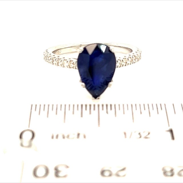 Sapphire Diamond Ring Size 6.5 14k Gold 2.77 TCW Certified For Sale - Image 11 of 11