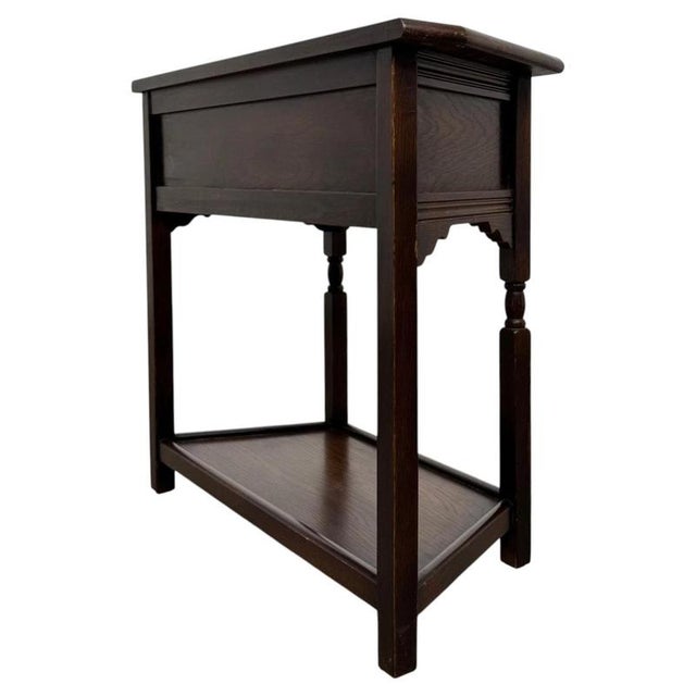 Wood Early 20th Century Antique English Oak Side Table with Drawer For Sale - Image 7 of 12