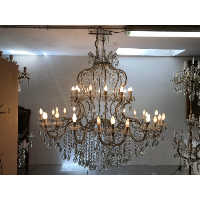 Mid-Century Italian Lead Crystal Chandelier, 1950s For Sale - Image 9 of 10