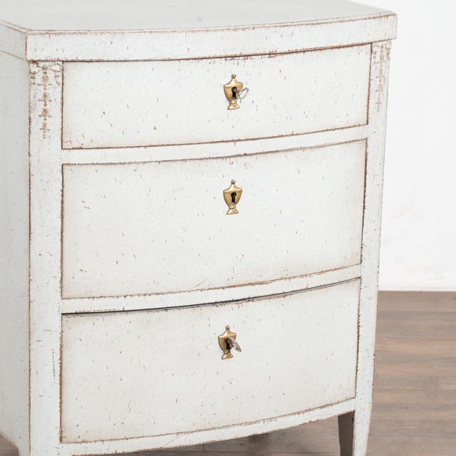 19th Century Gray Danish Bow Front Small Chest of Three Drawers or Nightstand For Sale - Image 10 of 13