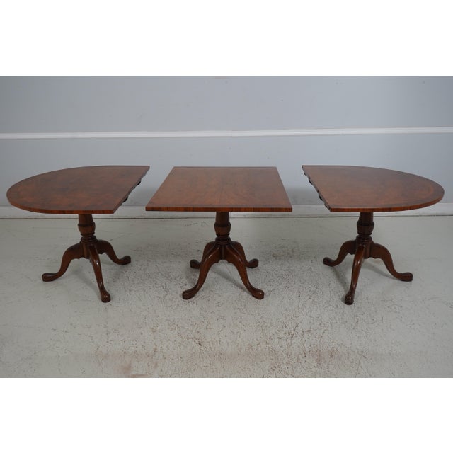 English Antique Walnut 3 Pedestal Dining Room Table For Sale In Philadelphia - Image 6 of 12