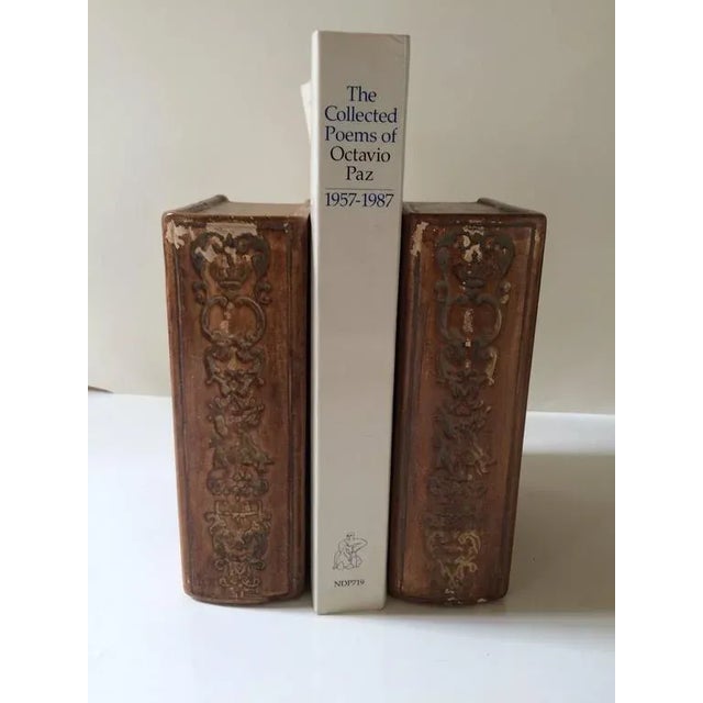 Pair of Leather Bound Book Bookends For Sale - Image 4 of 5