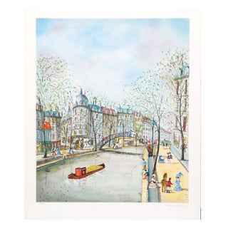 Claude Tabet - City Canal Lithograph For Sale