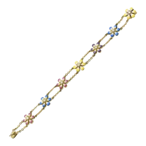 Daisy Enamel and Diamond Gold Flower Bracelet by Sandra J Sensations