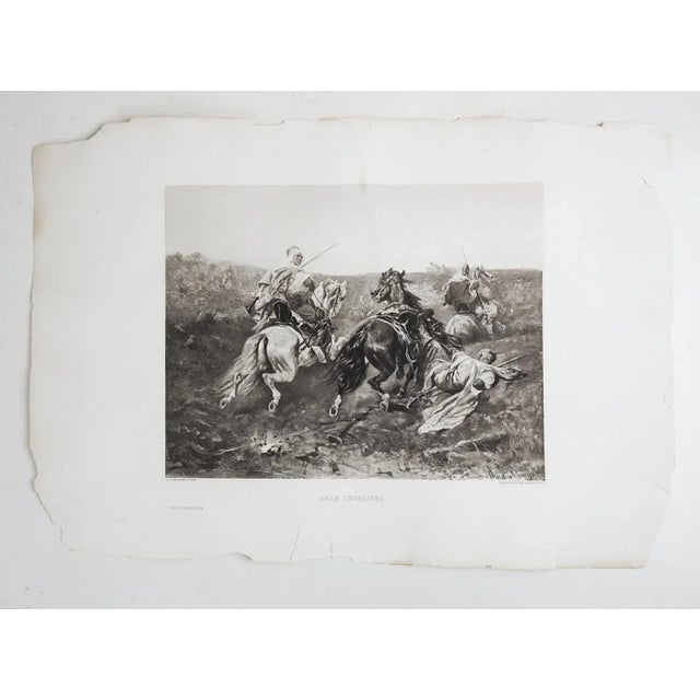Late 19th Century Arab Horse Cavaliers After Adolph Schreyer Photogravure For Sale - Image 4 of 4
