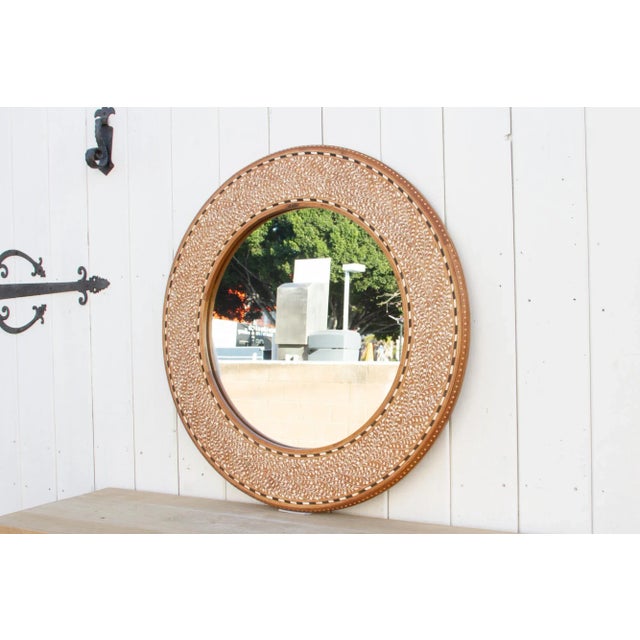 Wood Finely Inlay Anglo Indian Round Mirror For Sale - Image 7 of 9