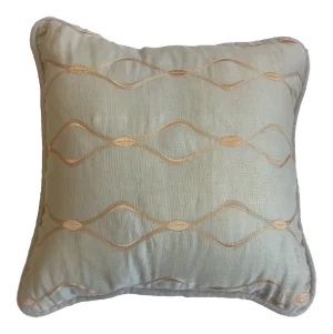 Linen Euro in a Wheat and Charlotte Blue Color With a White Goose 10/90 Pillow