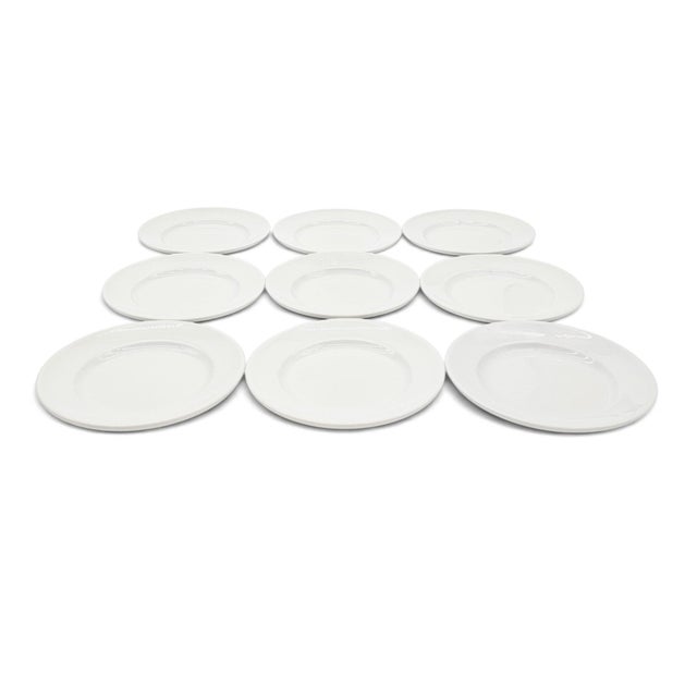 French Apilco Sèvres White Porcelain Appetizer Plates, Set of 9 For Sale - Image 9 of 10