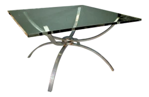 A Chic Italian 1960's Nickel-Plated Cocktail Table With Square Clear Glass Top