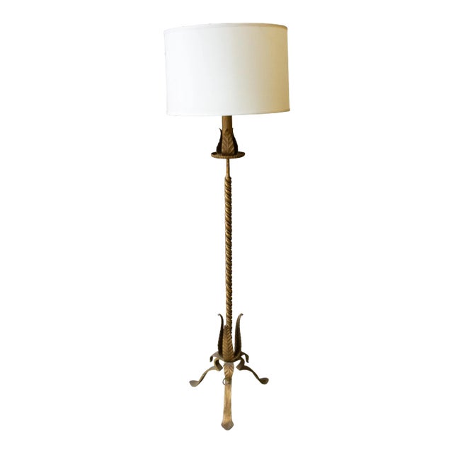 Sculptural Gilt Iron Floor Lamp For Sale