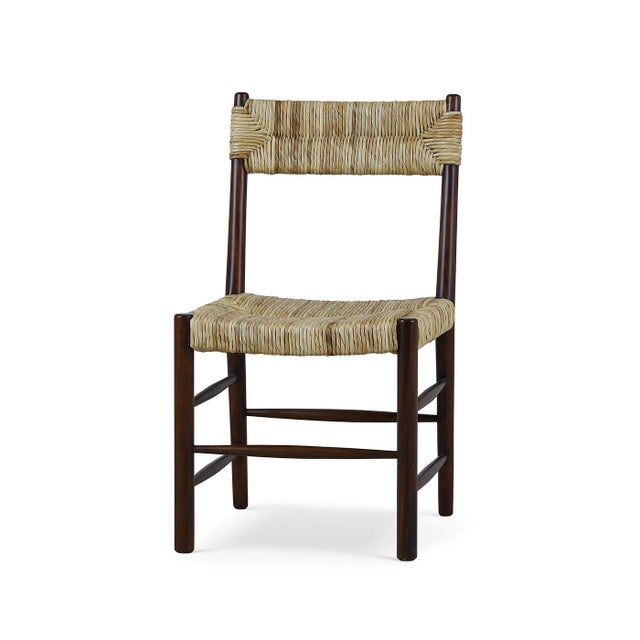 2020s Rustic Rush Seat Dining Chair in Dark Wood For Sale - Image 5 of 11