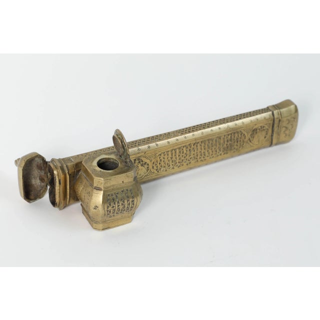 19th Century Islamic Brass Qalamdan Inkwell With Calligraphy, Persia/Turkey For Sale In Palm Springs - Image 6 of 9