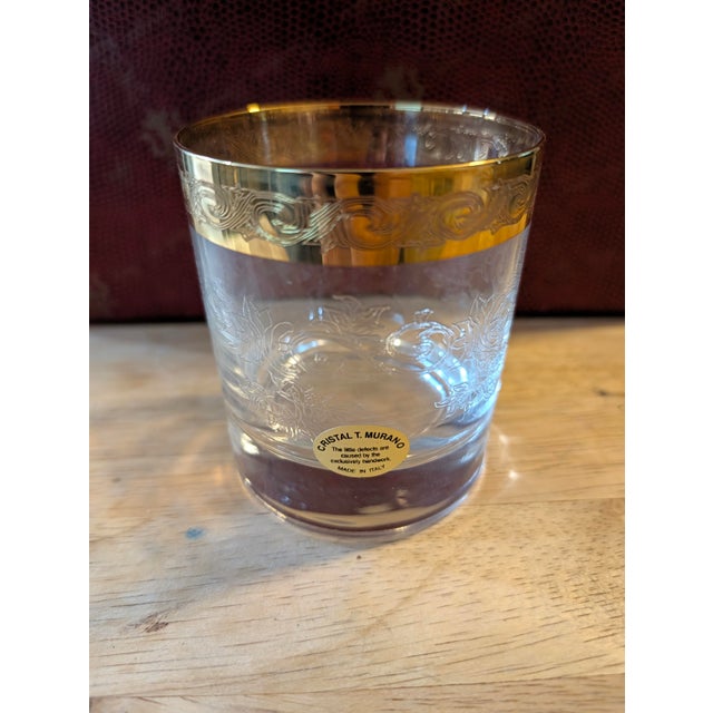 Mid-Century Modern Vintage Alfa & Omega Cristal T. Murano Italian Whiskey Glasses in Original Box For Sale - Image 3 of 12