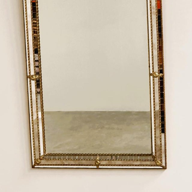 Vintage Spanish Gilt Mosaic Mirror with Arched Top, 1970s For Sale - Image 3 of 9