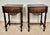 Elegant pair of Spanish nightstands featuring beautifully turned barley twist legs and stretchers, decorative wrought...