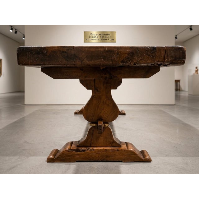 Monumental Monastery Table in Oak, 1850, in Very Good conditions. Designed before 1890 This piece has an attribution mark,...