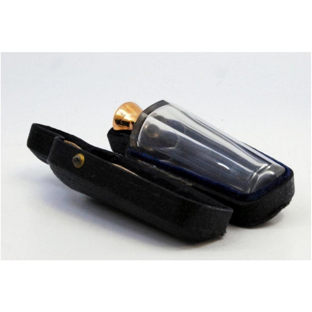 Gold Perfume Bottle in Cut Glass with Gold Cap and Original Case For Sale - Image 8 of 9