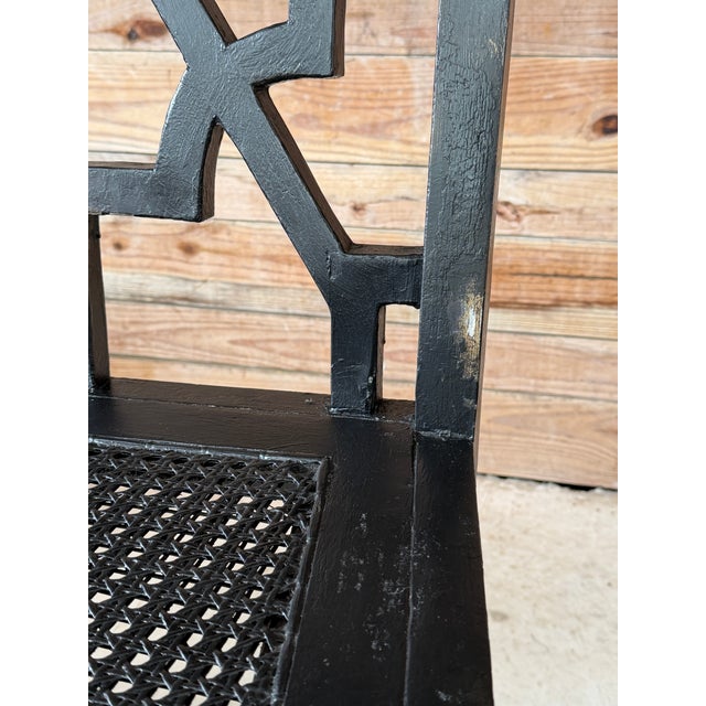 Pair of Guildmaster Black Chinoiserie Cane Dining Side Chairs For Sale - Image 9 of 12