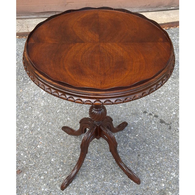Chippendale Refinished George II Stye Pie Crust Side Wine Plant Lamp Table, Circa 1890s For Sale - Image 3 of 11
