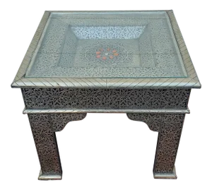 Moroccan Metal Inlay Side Table