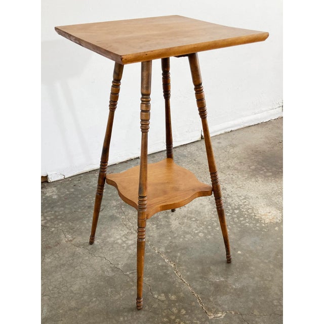 Early 20th Century Antique Turned Wood Two Tier Table or Plant Stand For Sale - Image 5 of 8