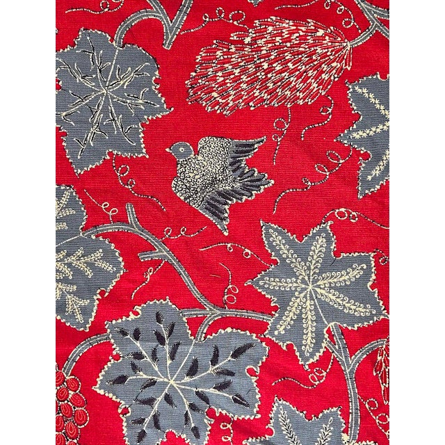 Red "Les Oiseaux Enchantes" by China Seas/ Quadrille Fabrics Remnant, 3.89 Yards For Sale - Image 8 of 13
