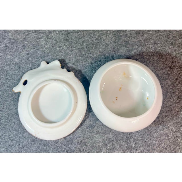 White Antique Porcelain Pill/Trinket Box For Sale - Image 8 of 9