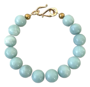 Amazonite Beaded Bracelet With Gold Tone Hook Clasp - Designed by Matthew Izzo