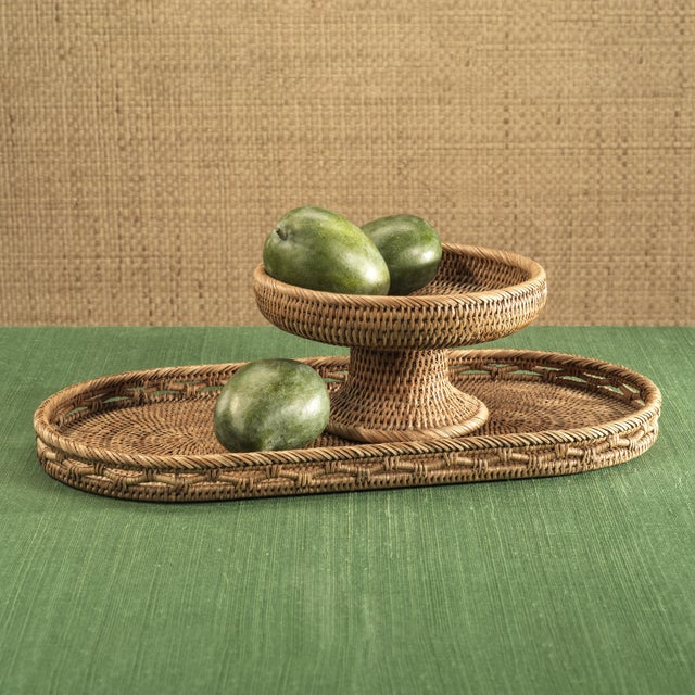 Crafted with elegance, this lovely serving tray is handwoven from premium rattan and rattan core for a sturdy yet...