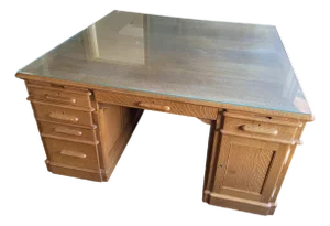 1940s Vintage Oak Partners Executive Double Sided Desk