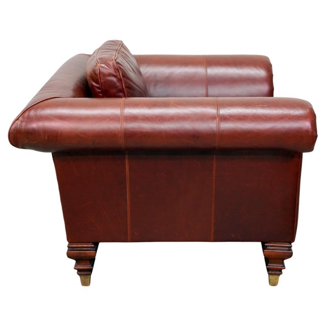 Ralph Lauren British Colonial Lounge Chair in Brown Leather, Mahogany & Brass For Sale In Miami - Image 6 of 13