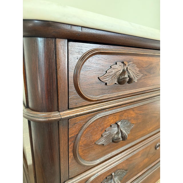 Antique Mid-19th Century Walnut Marble-Top Chest For Sale - Image 14 of 17