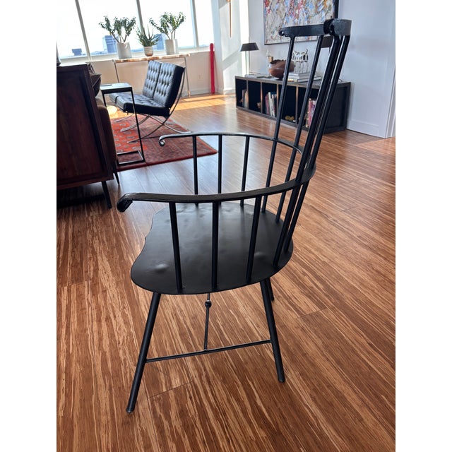 Vintage Wallin Forge Windsor Style Iron Dining Chairs For Sale - Image 12 of 17